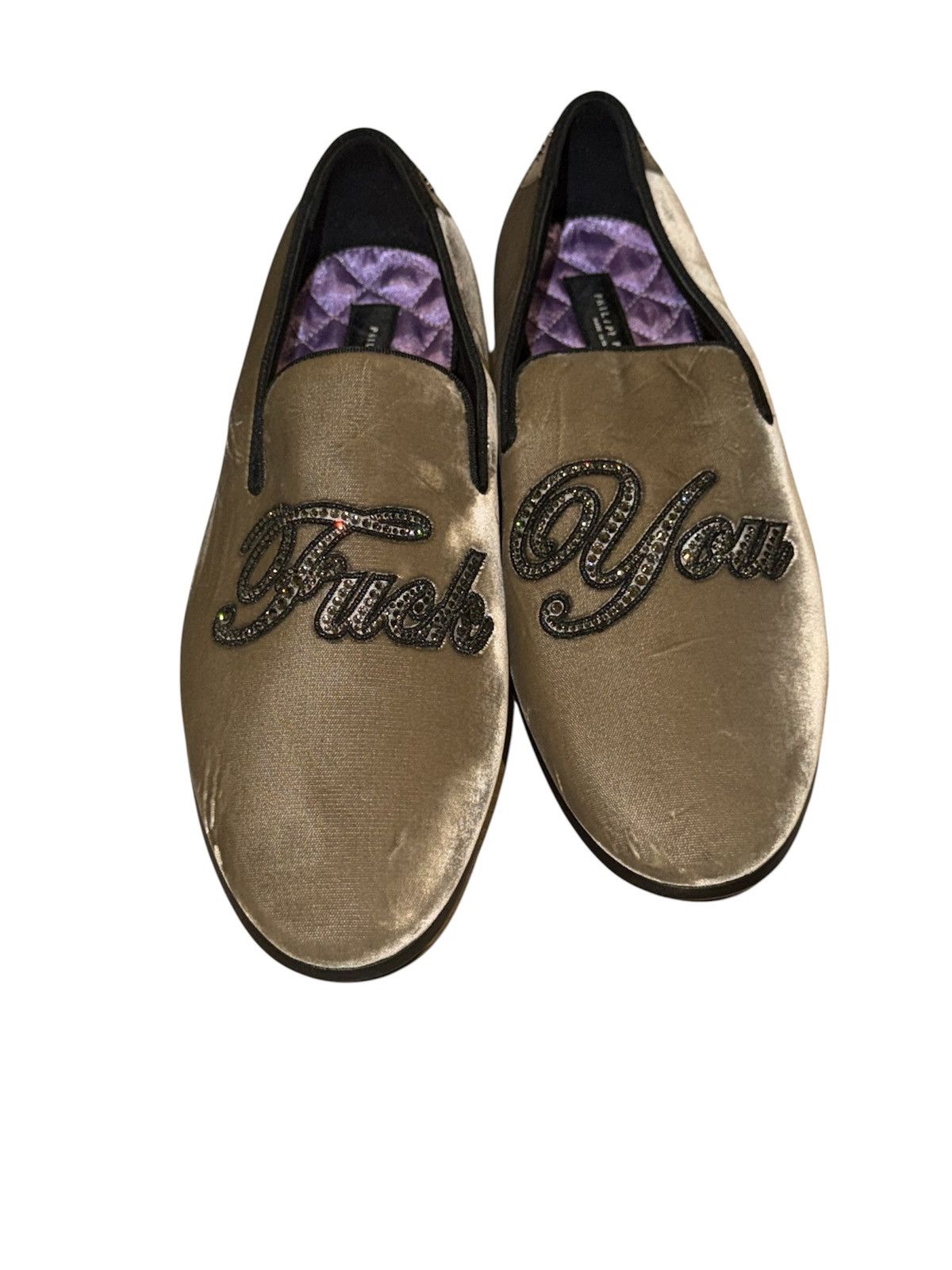 Philipp Plein Philipp Plein Velvet Slip On Loafers With Rhinestones Size US 9 / EU 42 - 1 Thumbnail