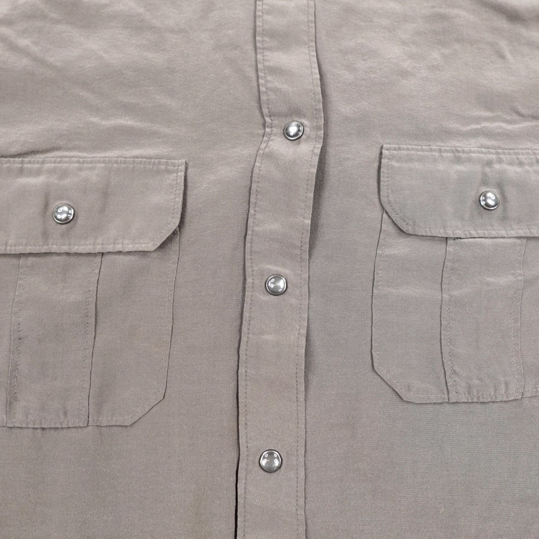 Allsaints All Saints Shirt Womens 6 Gray Octavia Silk Blend Snap Front Lightweight Top Size M / US 6-8 / IT 42-44 - 3 Thumbnail