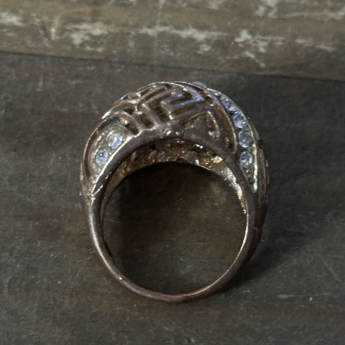 Other Gold tone filigree rhinestone accent dome ring Size ONE SIZE - 2 Thumbnail