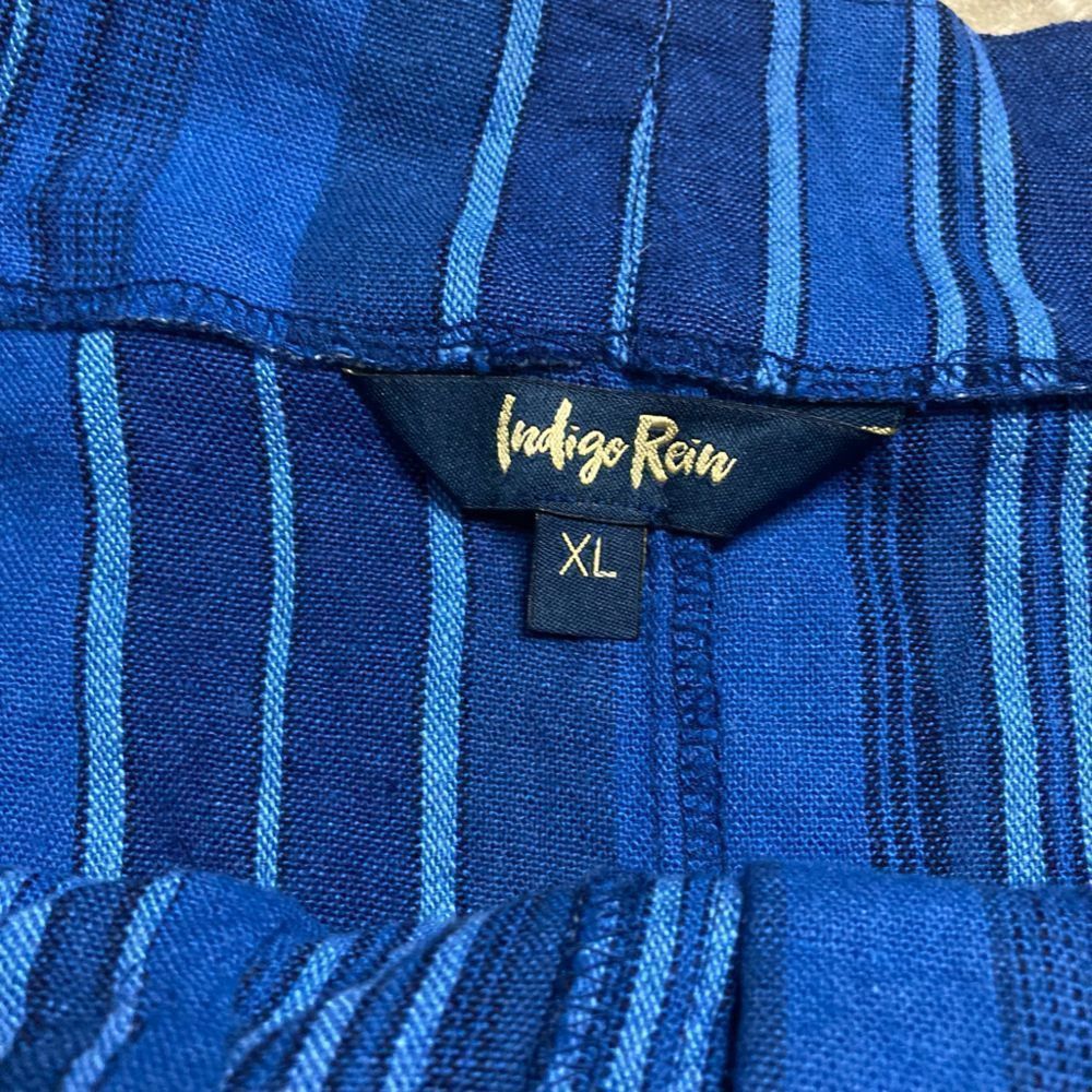 Indigo Indigo Rein, Linen Blend Striped Mini Skirt, Belted Tie, Jun Size 36" / US 14 / IT 50 - 9 Thumbnail