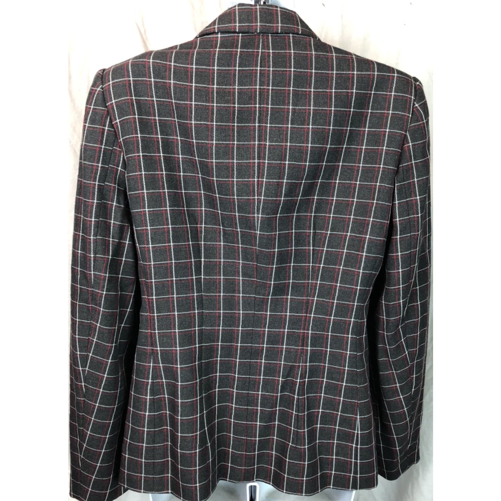 Liz Claiborne Liz Claiborne Blazer Gray Plaid Full Zip Notch Collar Jacket Women 8 Lined Career Office Vintage? No Size M / US 6-8 / IT 42-44 - 3 Thumbnail