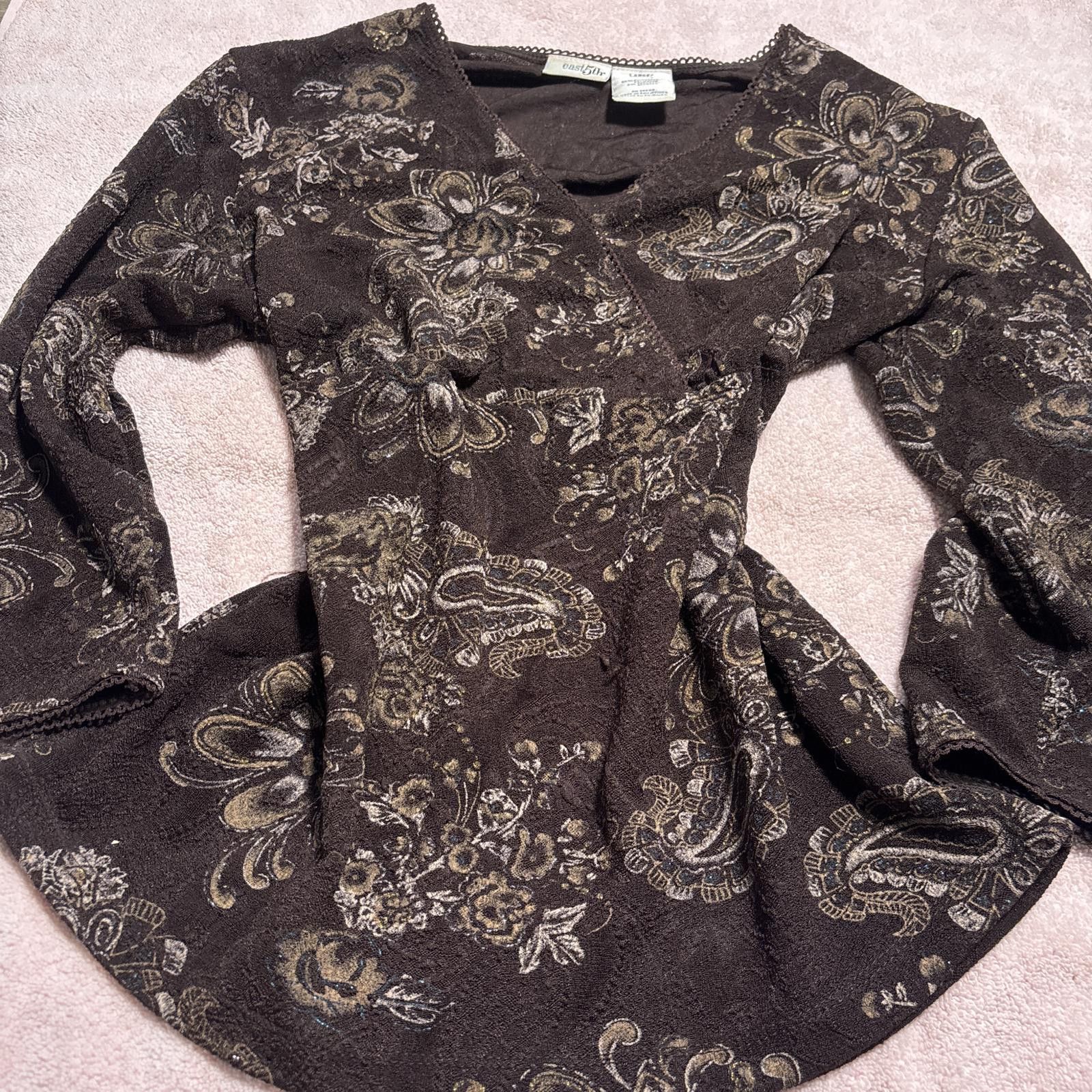 Other y2k fairy core floral brown blouse top Size L / US 10 / IT 46 - 2 Thumbnail