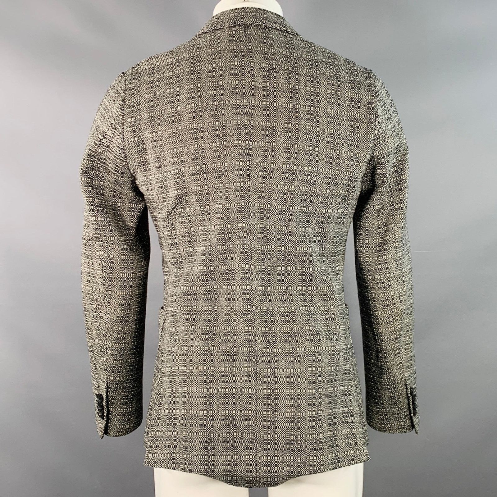 Paul Smith Size 36 Black White Woven Wool Notch Lapel Sport Coat Size 36R - 4 Thumbnail