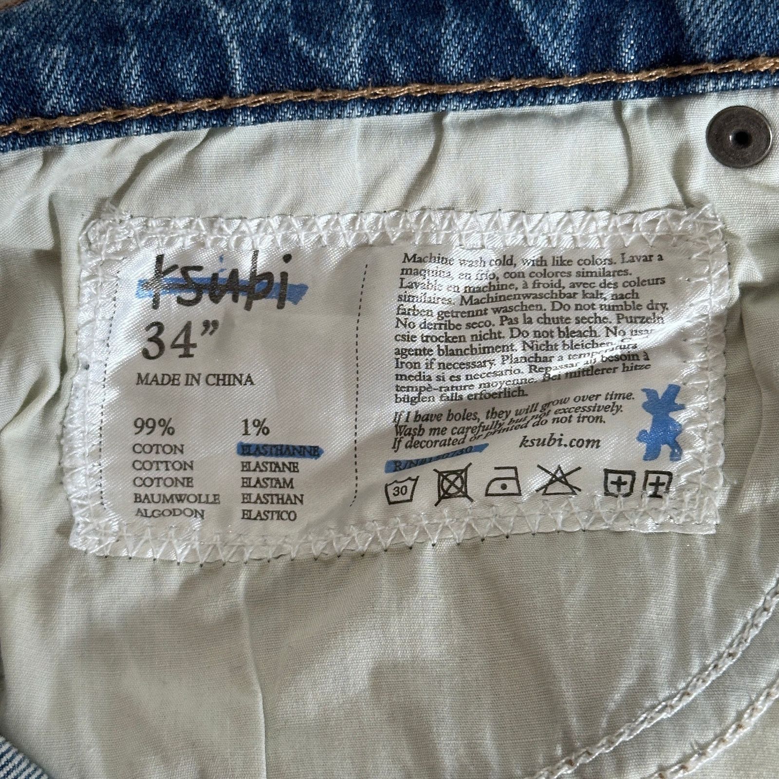 Ksubi Chitch Chronicle Blue Denim Jeans Size US 34 / EU 50 - 10 Thumbnail