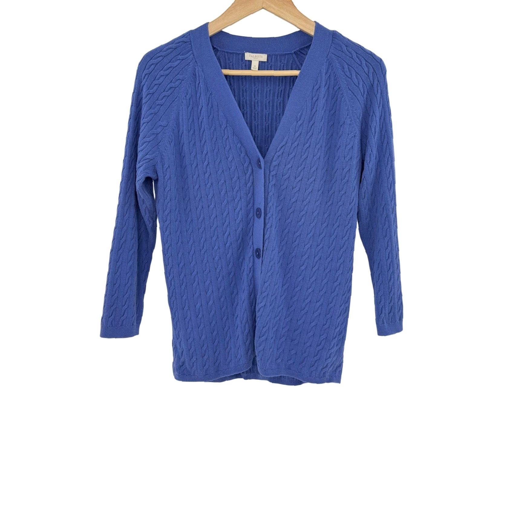Talbots Talbots Cardigan Womens Blue Cable Knit V-Neck Button Front Sweater M Size M / US 6-8 / IT 42-44 - 2 Thumbnail