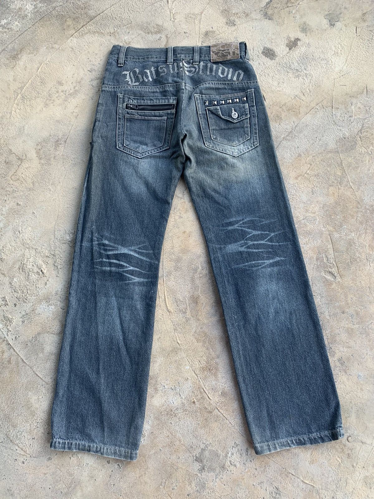 If Six Was Nine × Japanese Brand Batsu Studio Skull Distressed Denim Size US 28 / EU 44 - 2 Thumbnail