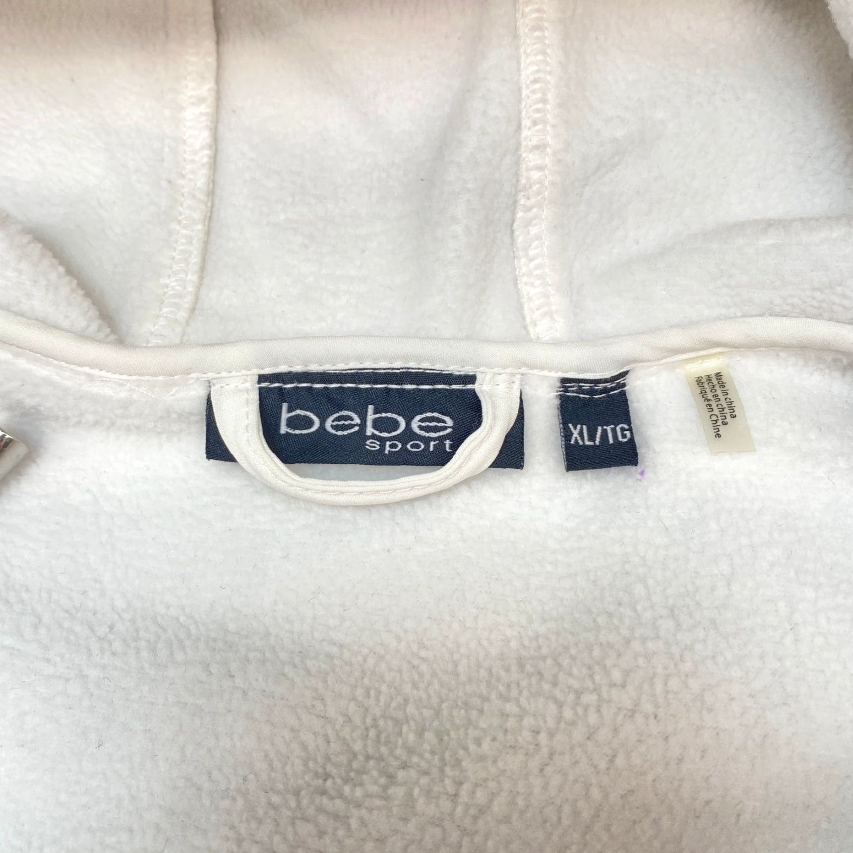 Bebe Bebe Sport White Hooded Jacket Womens XL Soft Shell Full Zip Coat Fleece Lined Size XL / US 12-14 / IT 48-50 - 4 Thumbnail