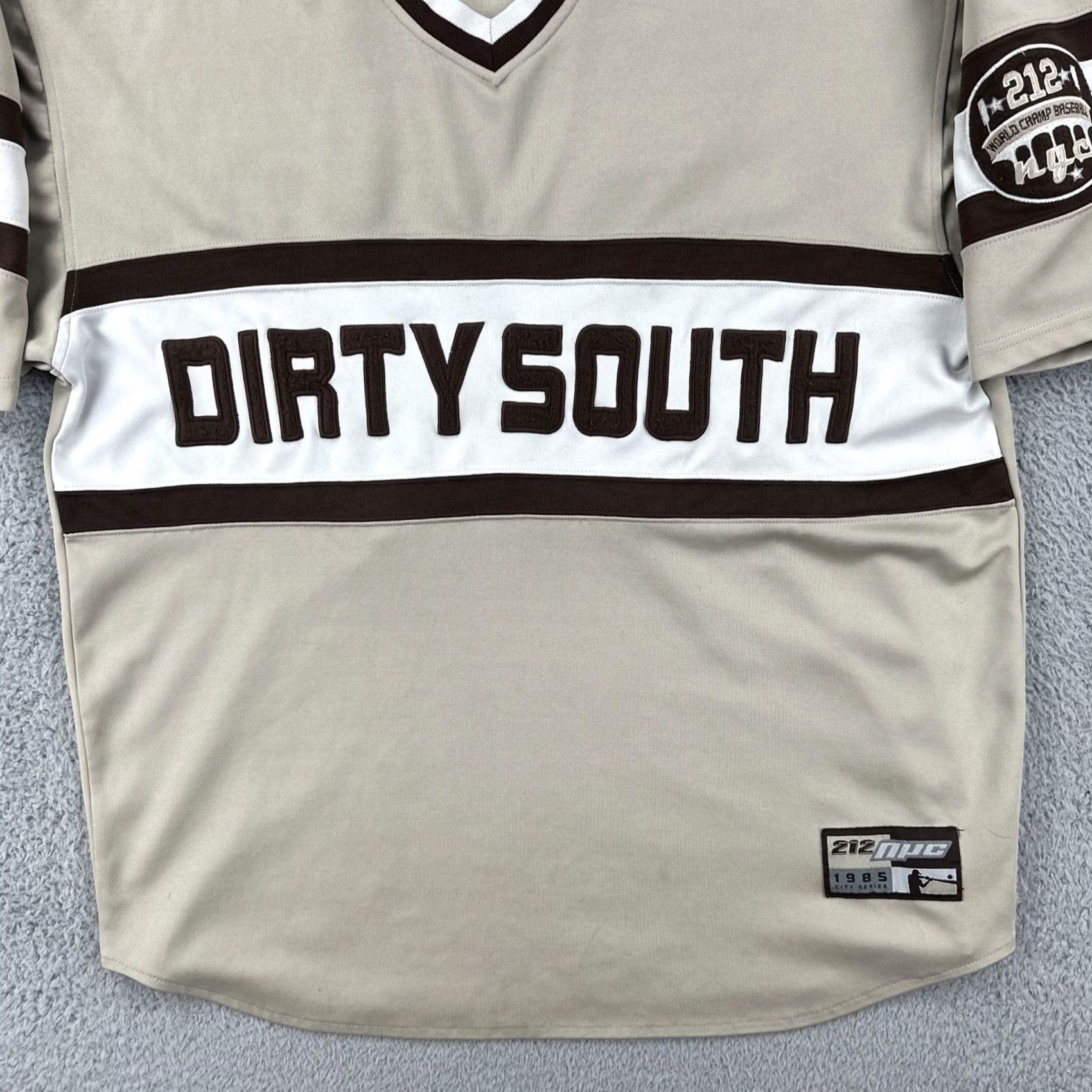 Vintage VINTAGE 212 NYC 90s Y2K Baseball Jersey Two Tone Brown Unisex Adults XL Dirty South Short Sleeve Pullover Jersey Mens Womens Size US XL / EU 56 / 4 - 7 Thumbnail
