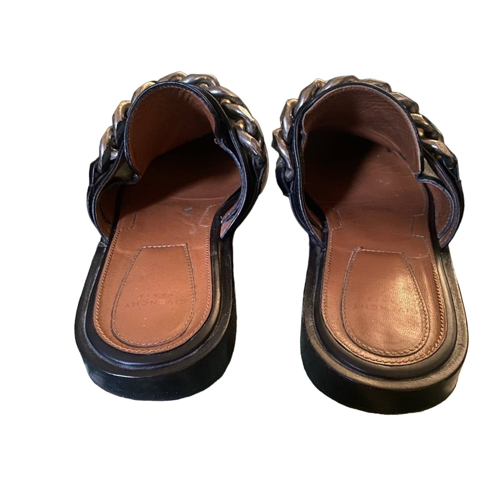 Givenchy GIVENCHY Leather Chain-Link Accents Mules Noir Black 37 Size US 7 / IT 37 - 5 Thumbnail