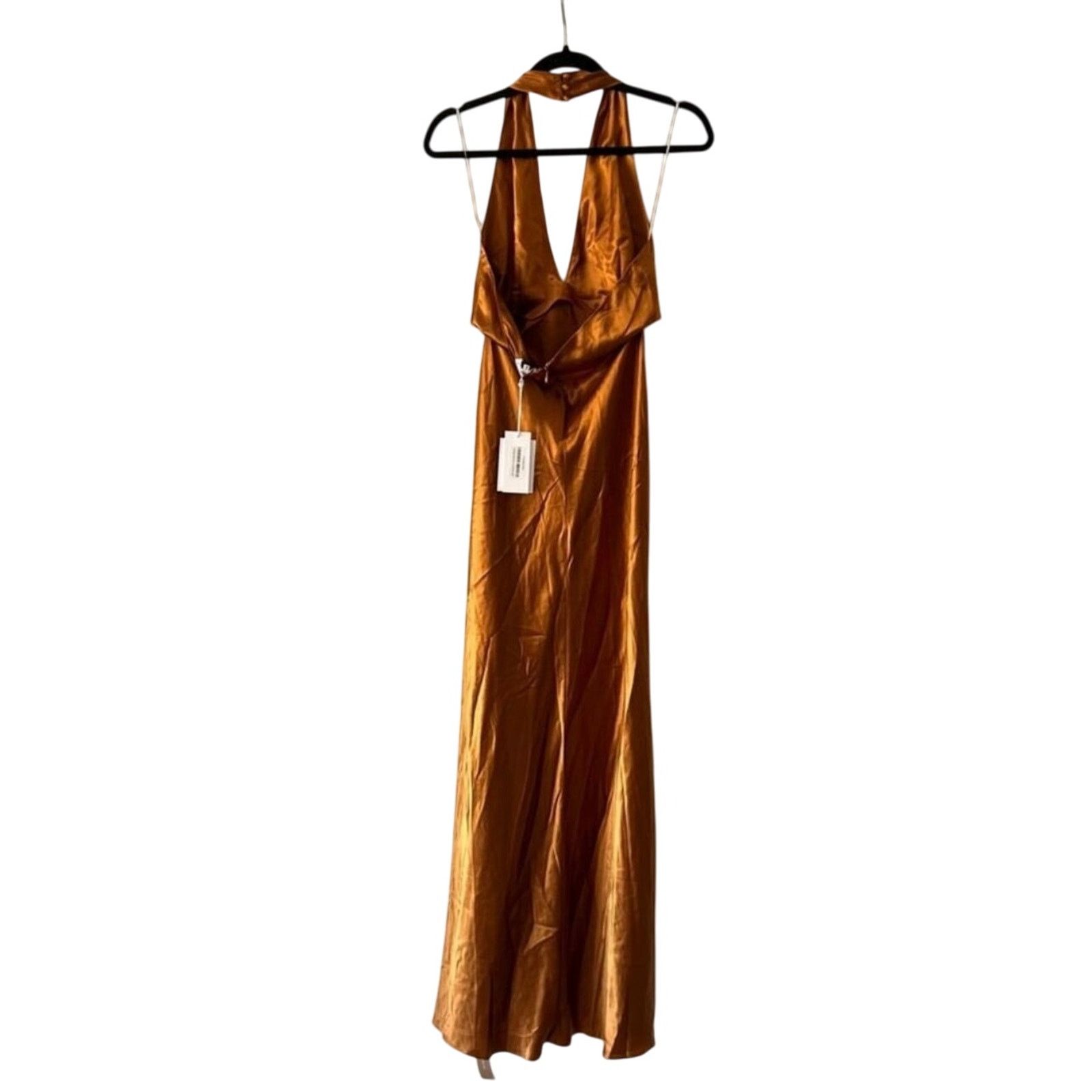 Reformation Reformation Daniela 100% Silk Maxi Gown Dress Copper Gold 12 Size XL / US 12-14 / IT 48-50 - 3 Thumbnail