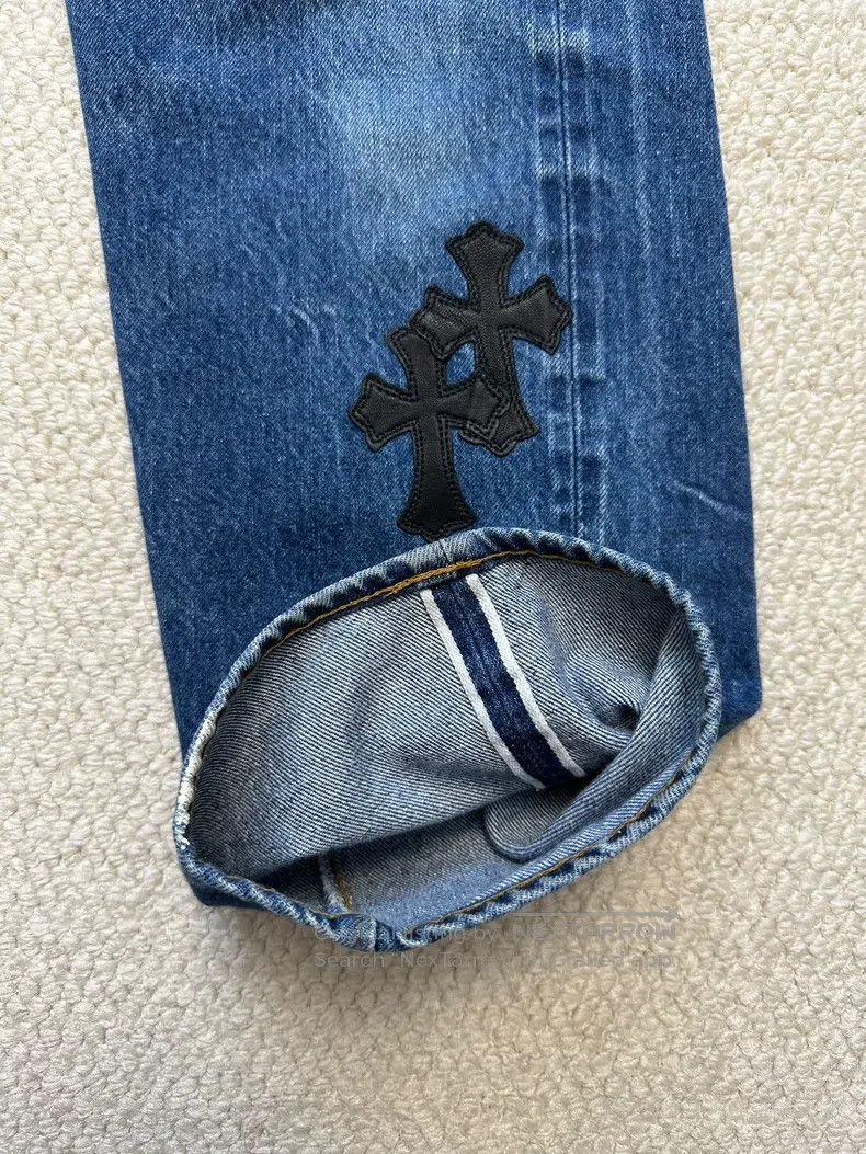 Chrome Hearts CHROME HEARTS 28 Vintage 80s Levis bottom cross leather jea Size 28" / US 6 / IT 42 - 6 Thumbnail