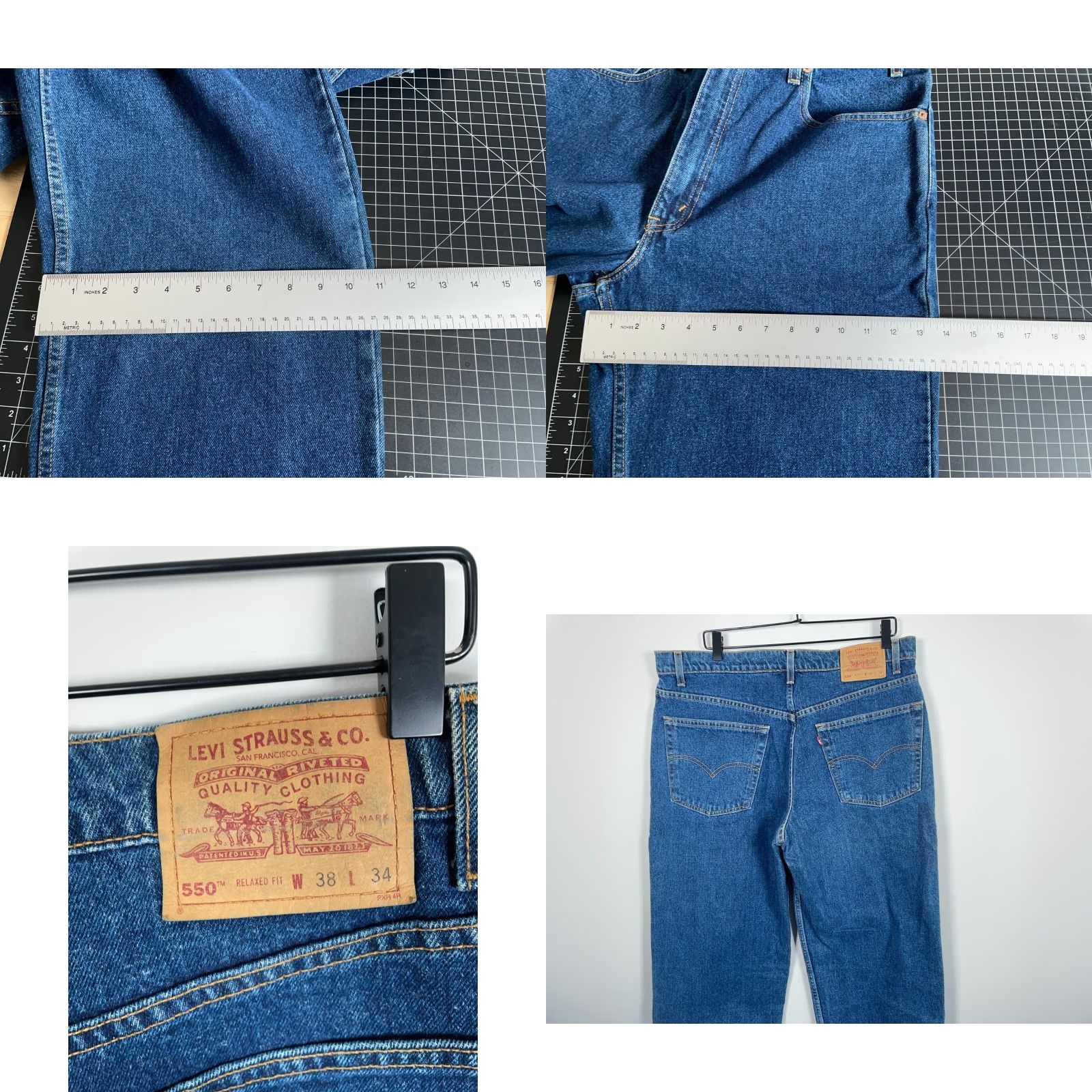 Levi's VINTAGE Levi's 550 Jeans Men’s 38 x 34 Blue Relaxed Fit 1998 90s Grunge Retro 29 Inseam Zip Fly Straight Mens Regular Denim 100% Cotton Mexico Size US 36 / EU 52 - 8 Thumbnail