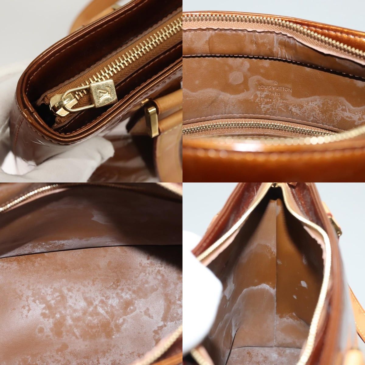 Louis Vuitton LOUIS VUITTON Monogram Vernis Houston Hand Bag Bronze M91122 Size ONE SIZE - 11 Thumbnail
