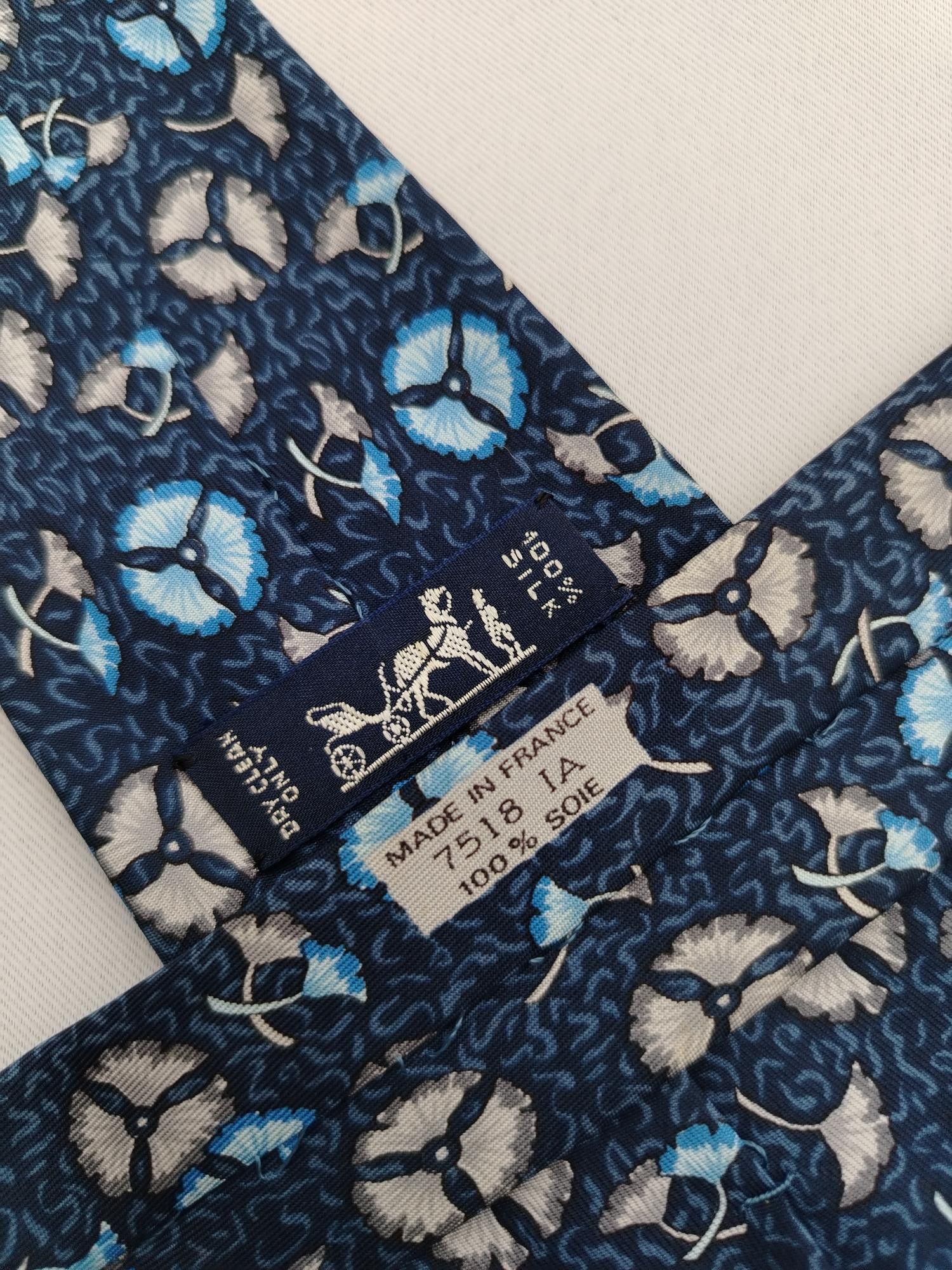 Hermes Hermes Paris 7518 IA Silk Necktie Floral Pattern Men Tie Size ONE SIZE - 7 Thumbnail
