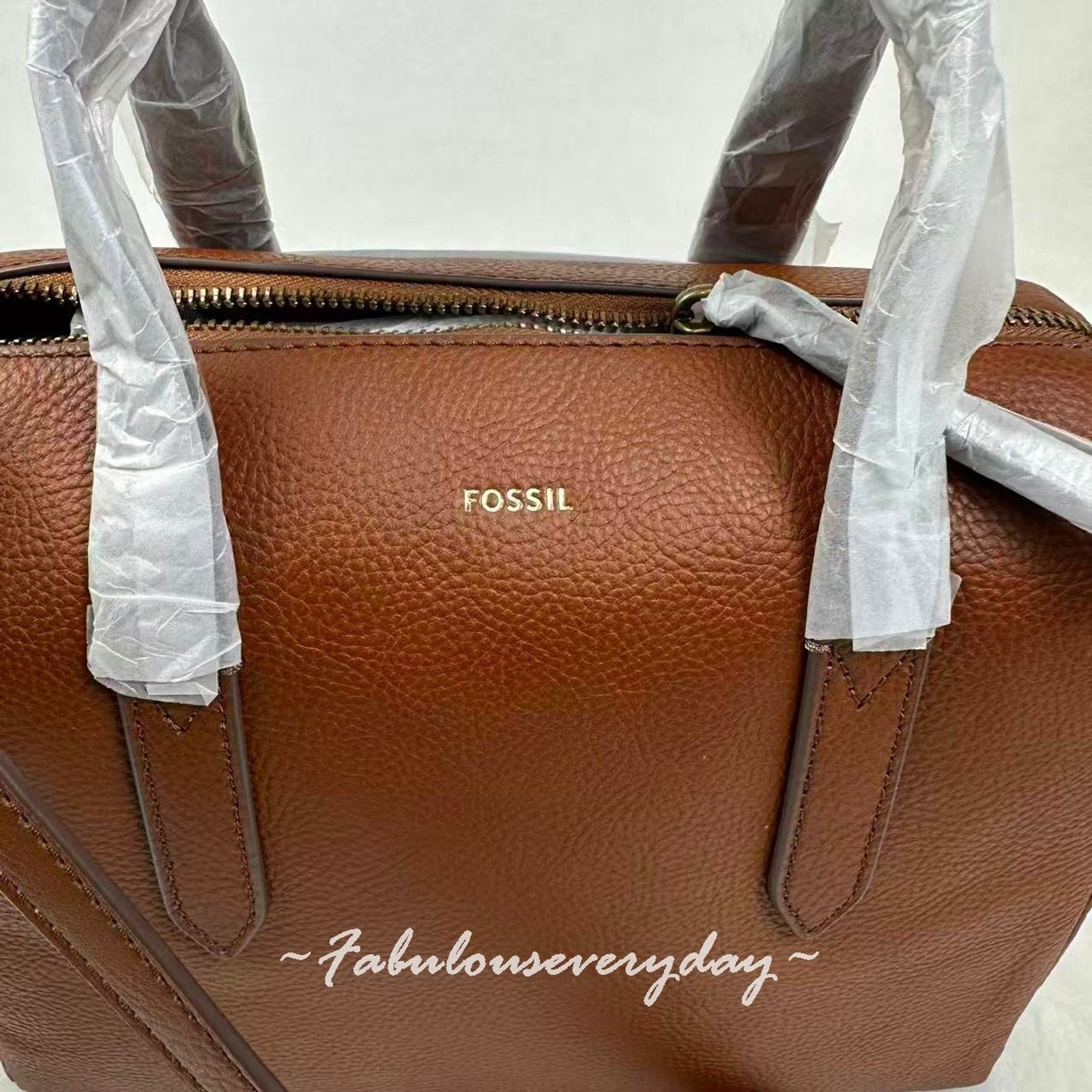Fossil Fossil Sydney Satchel Crossbody Handbag Leather/Gold/Brown Size ONE SIZE - 6 Thumbnail