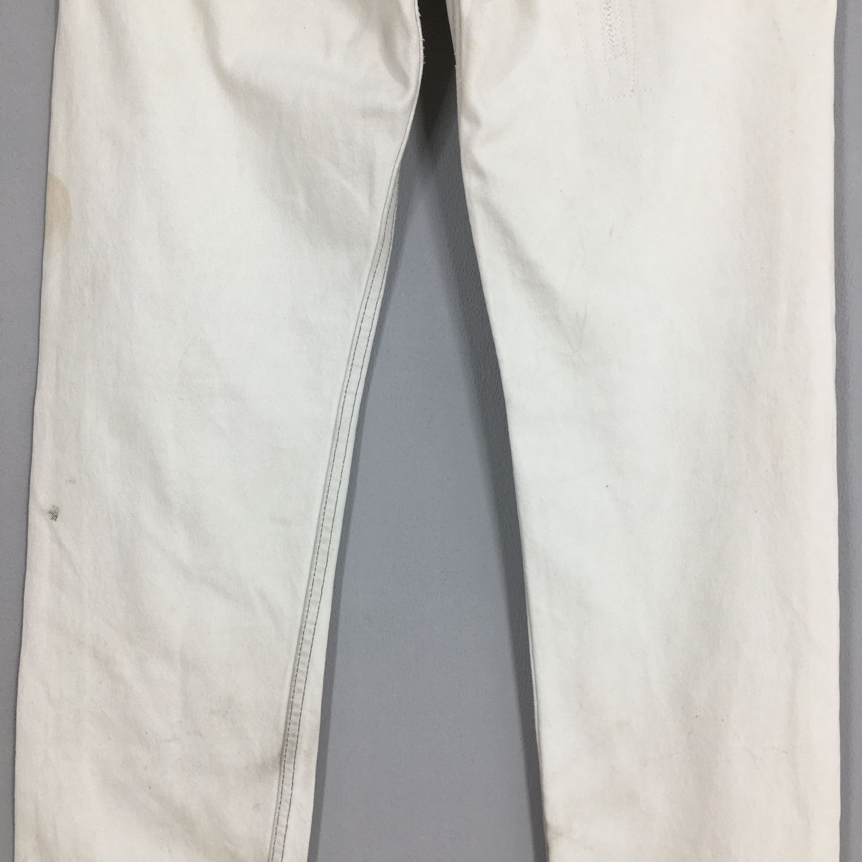 Levi's Size 30x33 Vintage 90s Levi's 501 Dirty Denim White Jeans Size US 30 / EU 46 - 11 Thumbnail