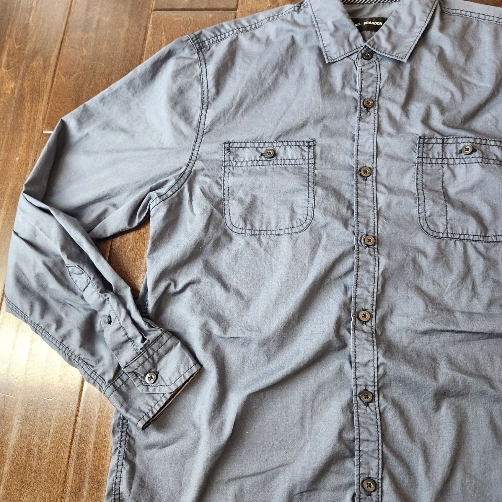 Vintage Michael Brandon Shirt Mens Medium Blue Button-Up Long Sleeve Size US M / EU 48-50 / 2 - 3 Thumbnail