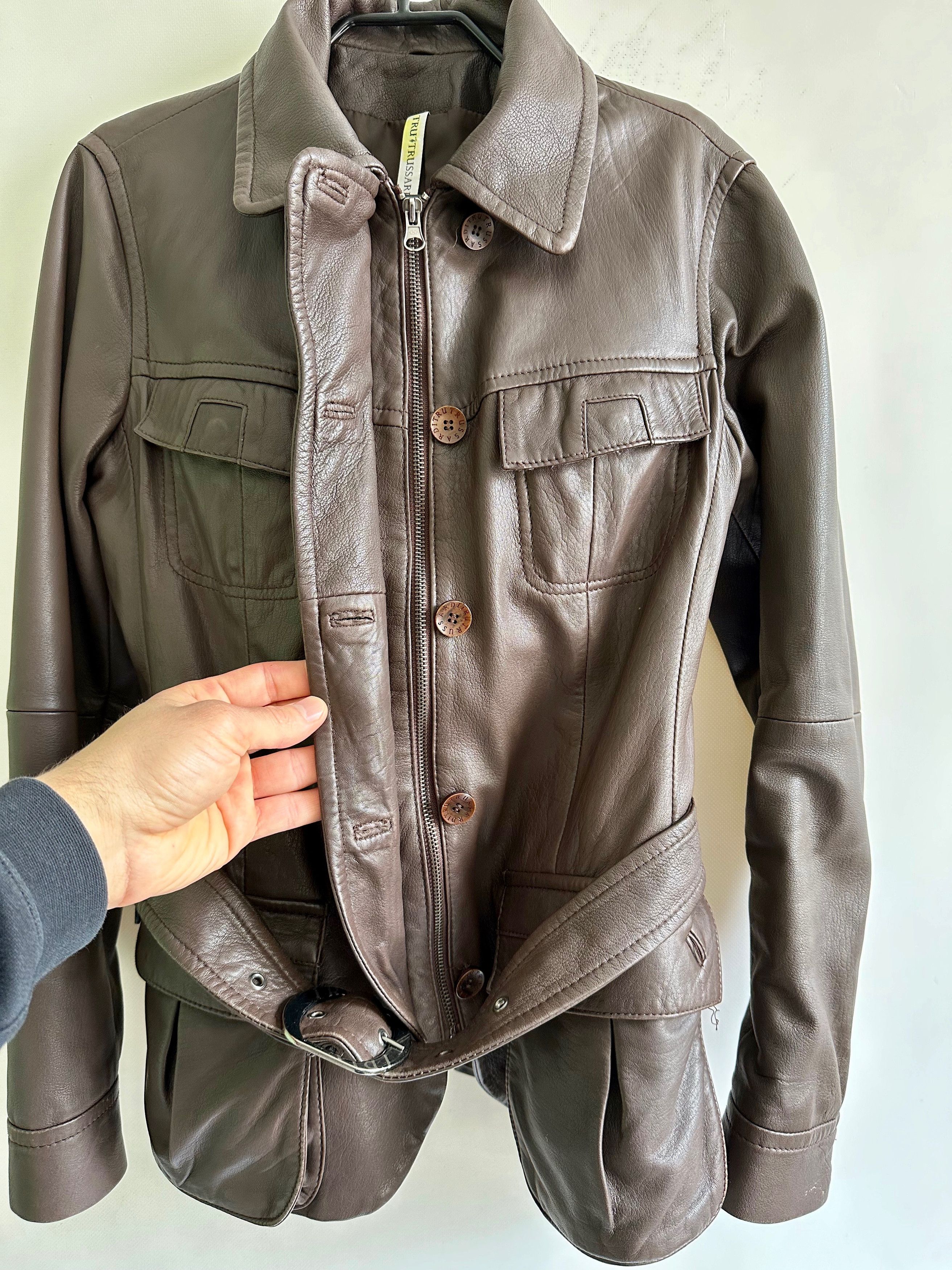 Trussardi Trussardi leather brown belted coat lambskin nappa Size M / US 6-8 / IT 42-44 - 6 Thumbnail