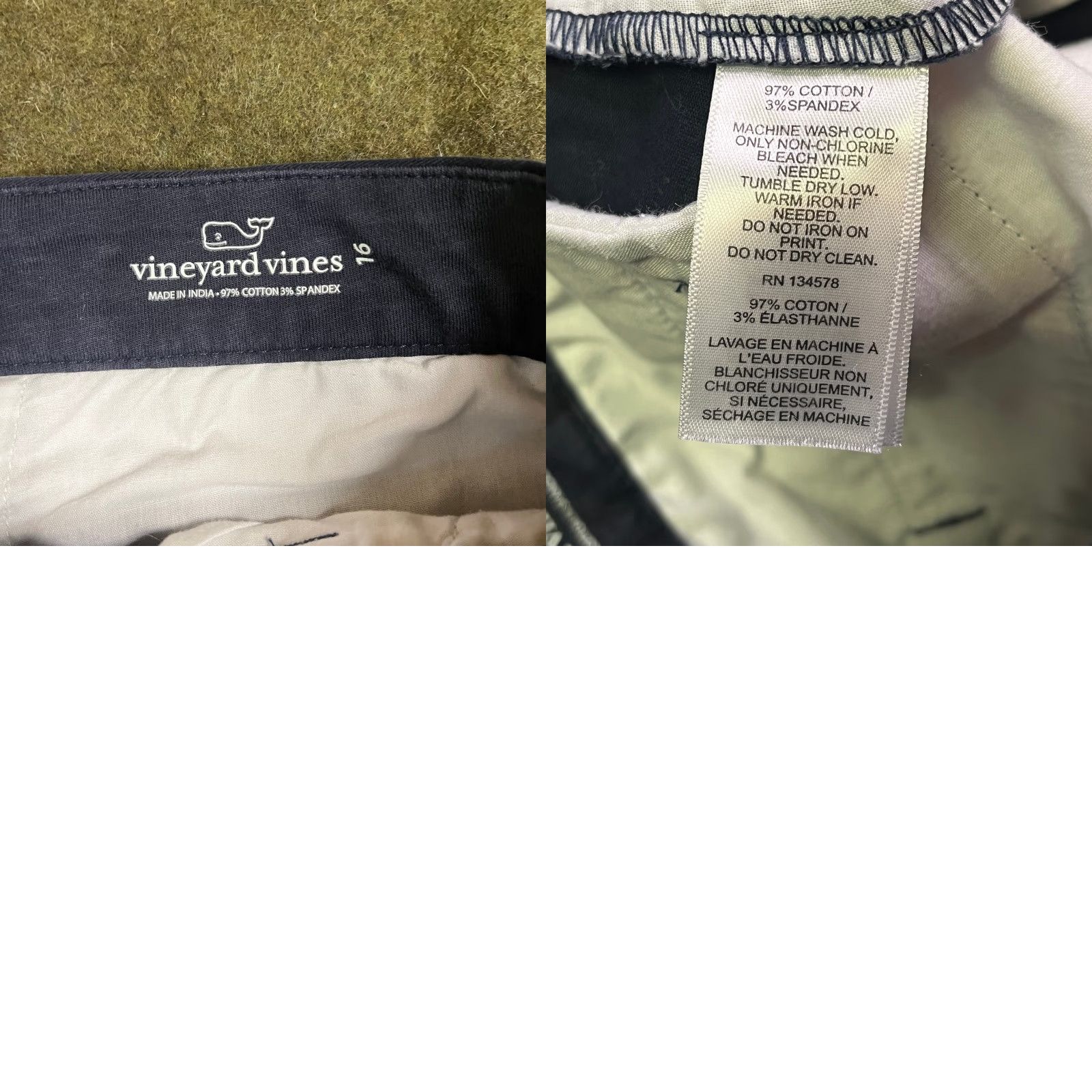 Vineyard Vines VINEYARD VINES Pants Womens 16 Navy Blue Chino Straight Lightweight Classic Size 38" / US 16 / IT 52 - 8 Thumbnail