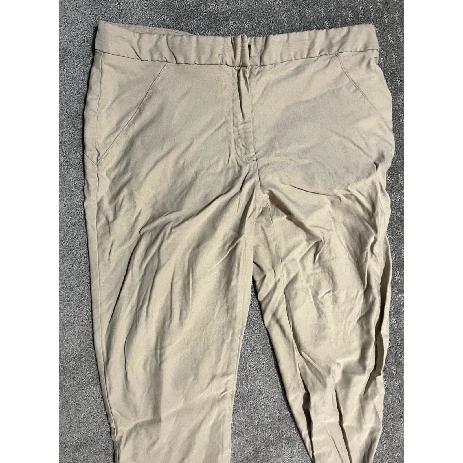 Calvin Klein Womens Calvin Klein Slim Leg Dress Pants Sz 10 Beige Rayon/Nylon/Spandex City Designer Slim Tapered Ankle Slits Wool? (Wait) Size 32" / US 10 / IT 46 - 2 Thumbnail