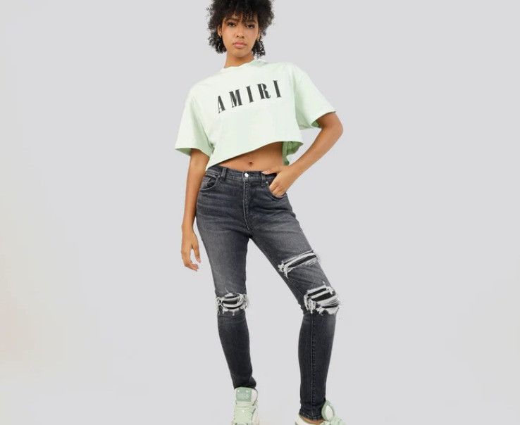 Amiri o1s1wg110525 Core Logo Cropped T-Shirt in Green Size L / US 10 / IT 46 - 3 Thumbnail
