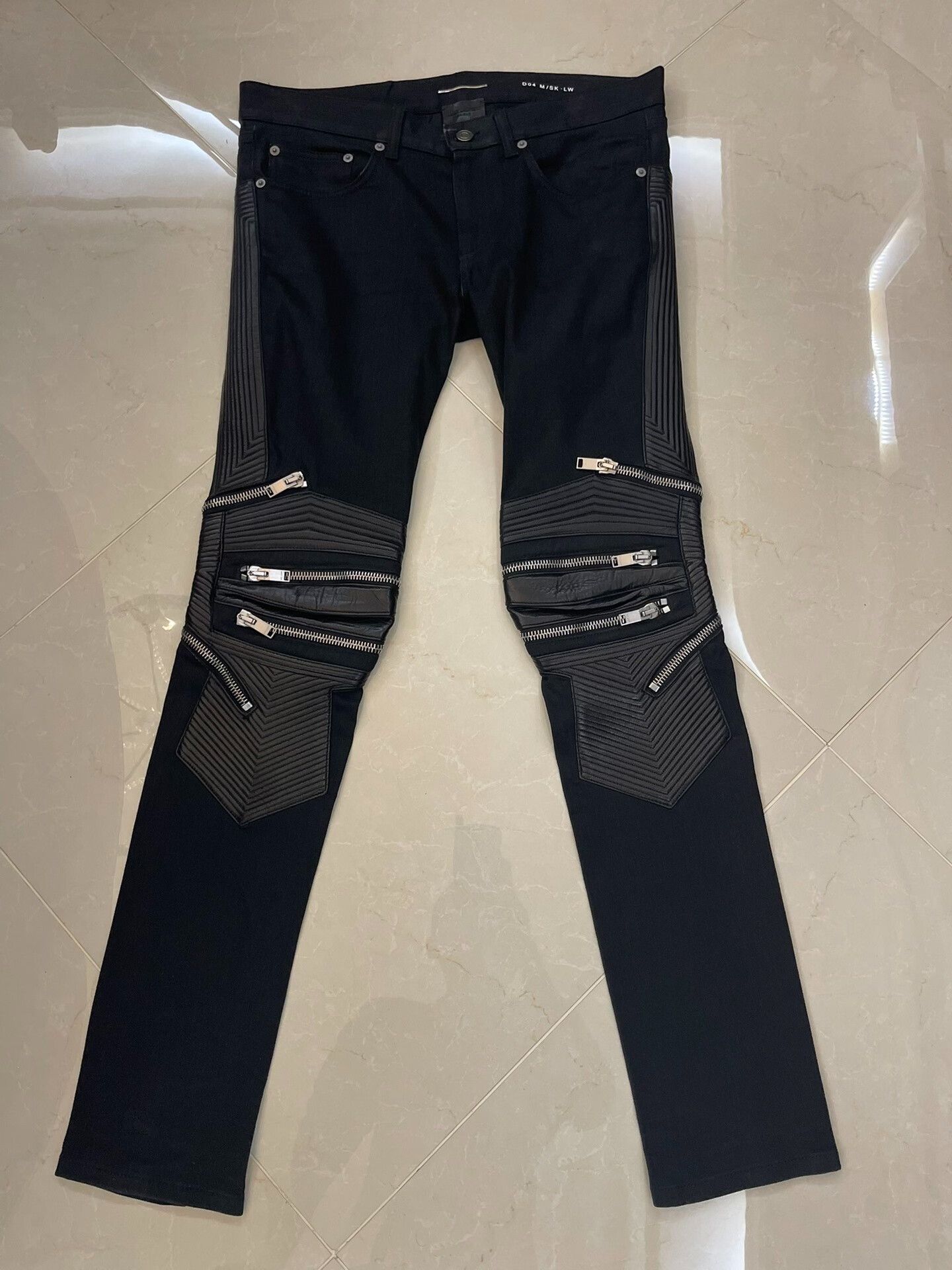 Saint Laurent Paris Saint Laurent Black Leather Motorcycle Pants Size US 31 - 1 Thumbnail