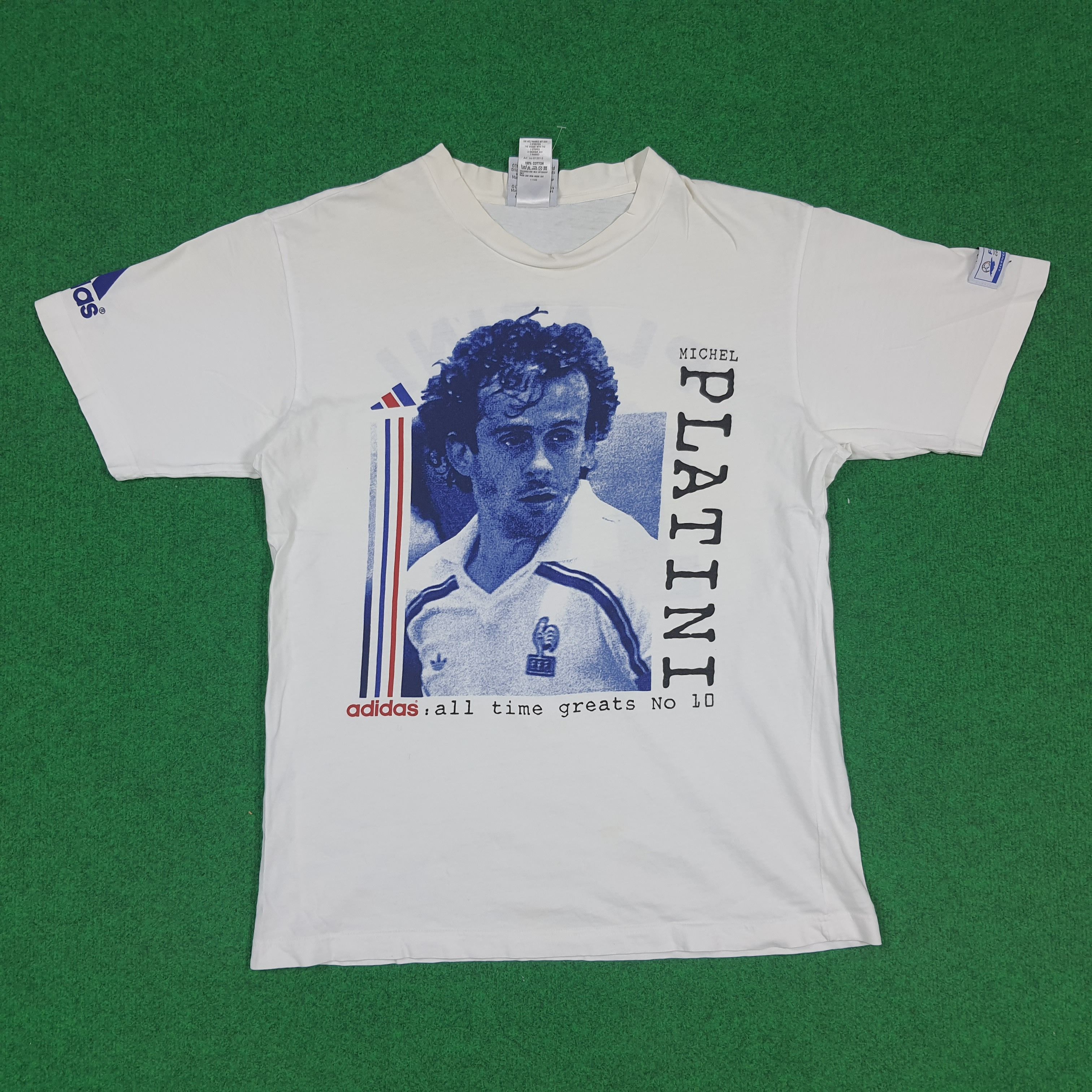 Adidas Vintage 90s Adidas Michel Platini France Tshirt C294N19 Size US M / EU 48-50 / 2 - 1 Thumbnail