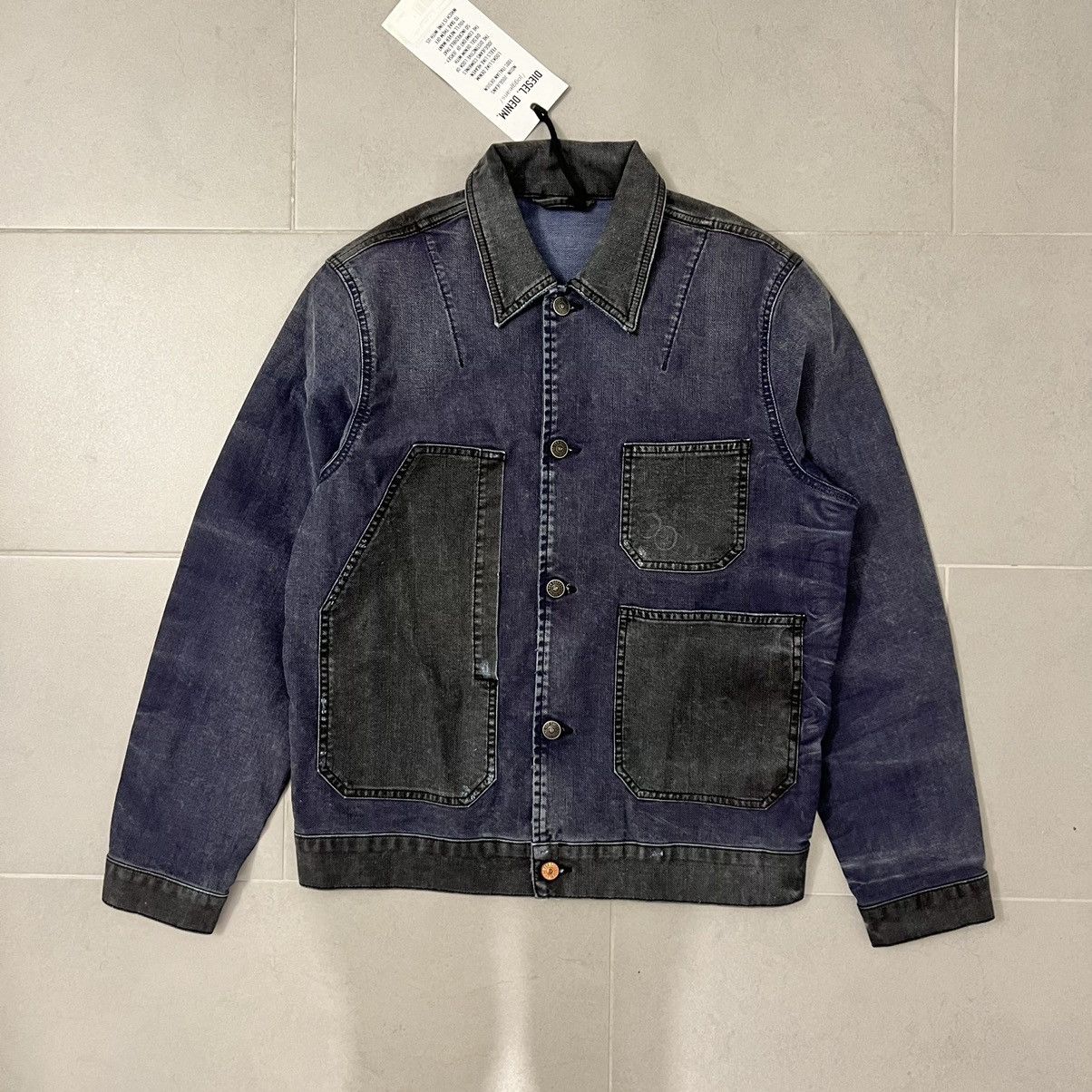 image of Diesel D Roku Denim Chore Work Jacket in Navy, Men's (Size Small)