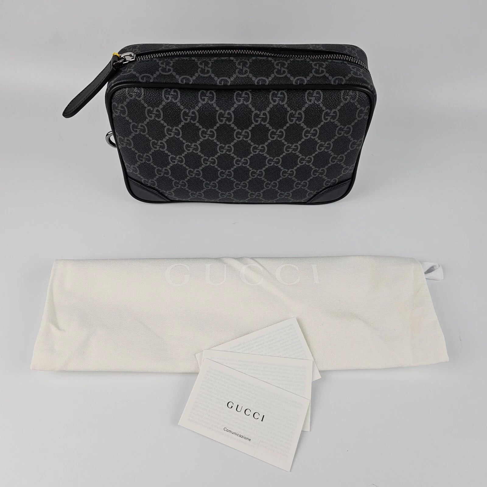 Gucci GUCCI GG Emblem Small Black Fabric Toiletry Case Size ONE SIZE - 4 Thumbnail