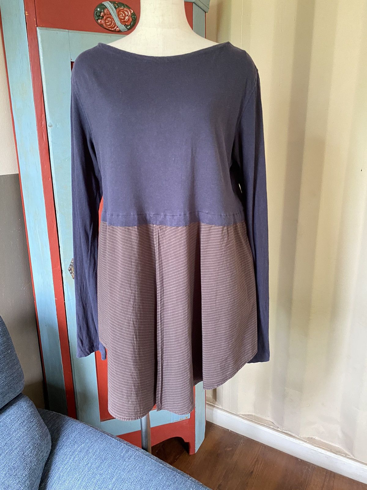 Y's × Yohji Yamamoto Y's YOHJI YAMAMOTO Navy & Brown Layered Tunic Top Size ONE SIZE - 11 Thumbnail