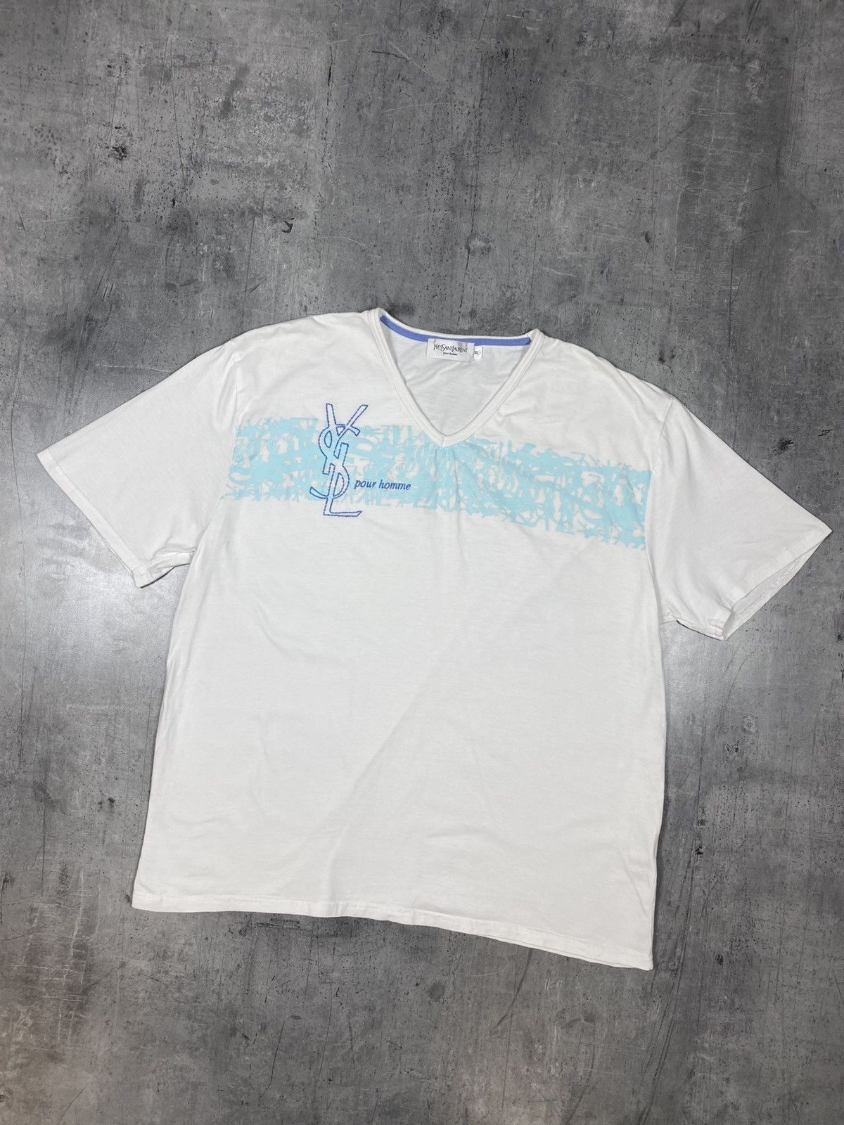 Yves Saint Laurent Vintage Yves Saint Laurent Big Logo Monogram tee ysl v-neck Size US XXL / EU 58 / 5 - 1 Thumbnail