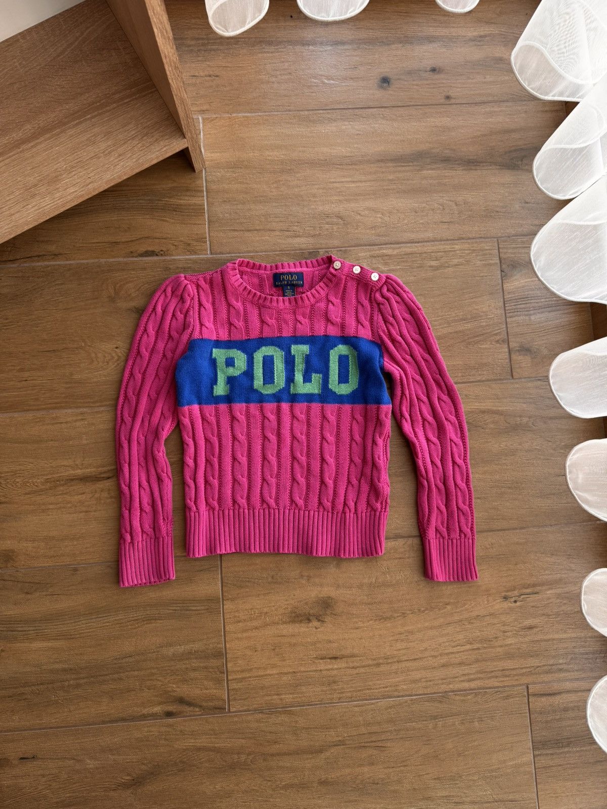 Polo Ralph Lauren × Vintage Vintage Polo Ralph Lauren Cable Knit Kids Size 5Y Sweater Size US S / EU 44-46 / 1 - 2 Thumbnail