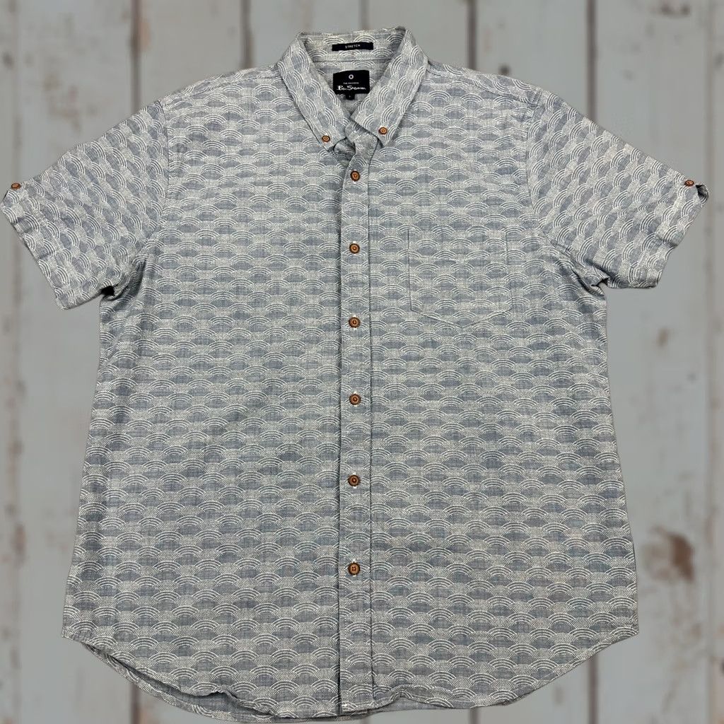 Ben Sherman Ben Sherman Shirt Men Large Blue Geometric Scale Print Short Sleeve Cotton L Size US L / EU 52-54 / 3 - 1 Thumbnail