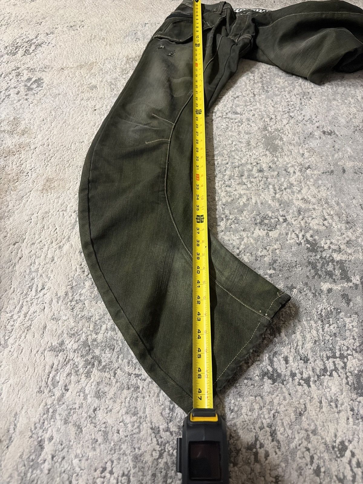 PPFM Military Green Curved Leg Bootcut Denim Size US 35 - 12 Thumbnail