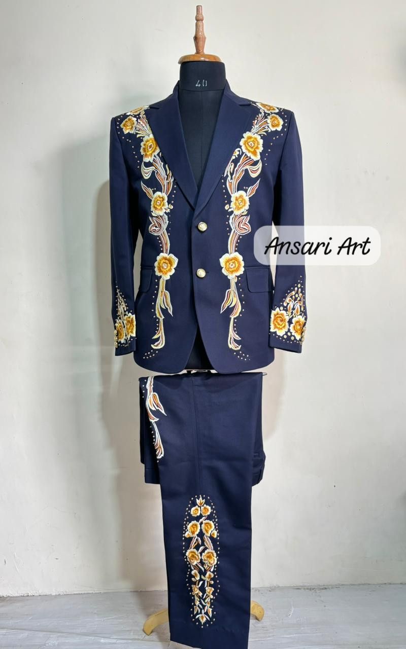 Other Men 2PC Customized floral Eagle embroidery prom cocktail Size 46S - 2 Thumbnail