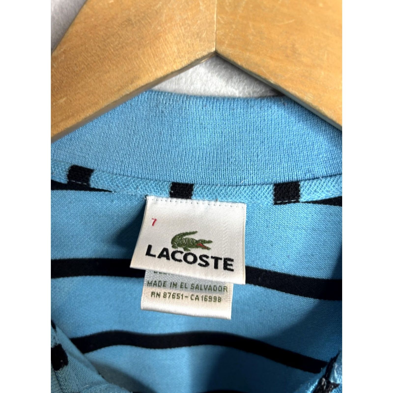 Lacoste Lacoste Polo Shirt Mens 7 Blue Stripe Croc Logo Pique Short Sleeve Casual Size US M / EU 48-50 / 2 - 4 Thumbnail