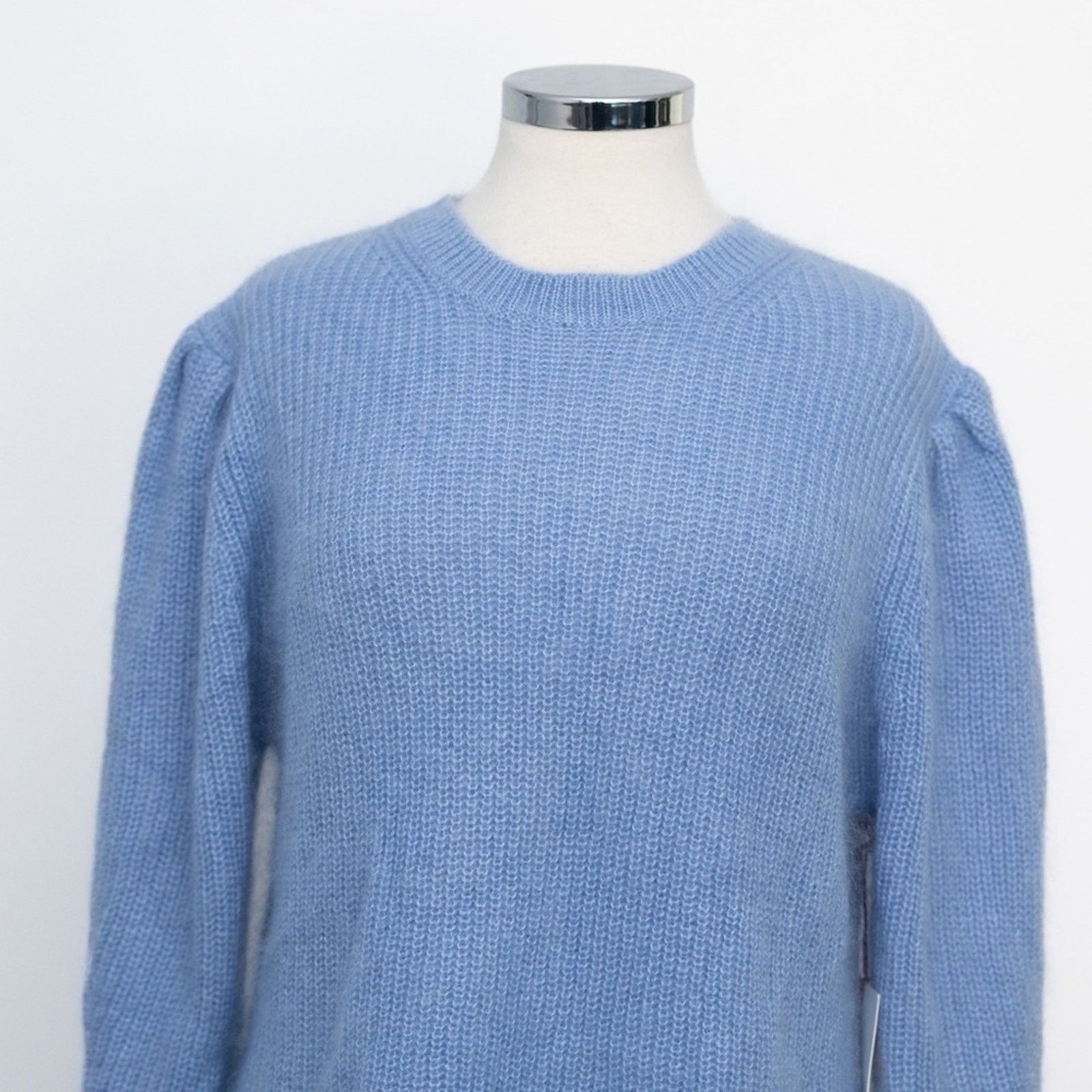 Designer Lewit. Puff Sleeve Mohair Angora Silk Wool Blend Sweater. Size L / US 10 / IT 46 - 6 Thumbnail