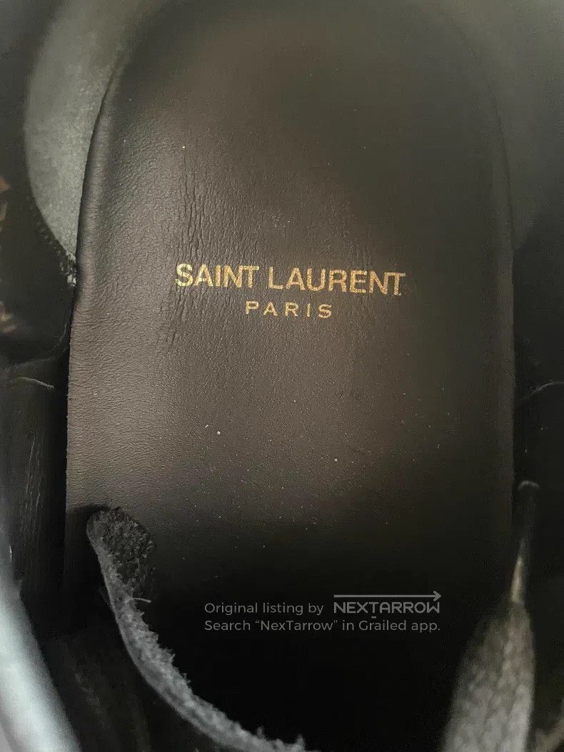Saint Laurent Paris Saint Laurent Paris Black and Blue Slogan Embroidered Canv Size US 10 / EU 43 - 7 Thumbnail