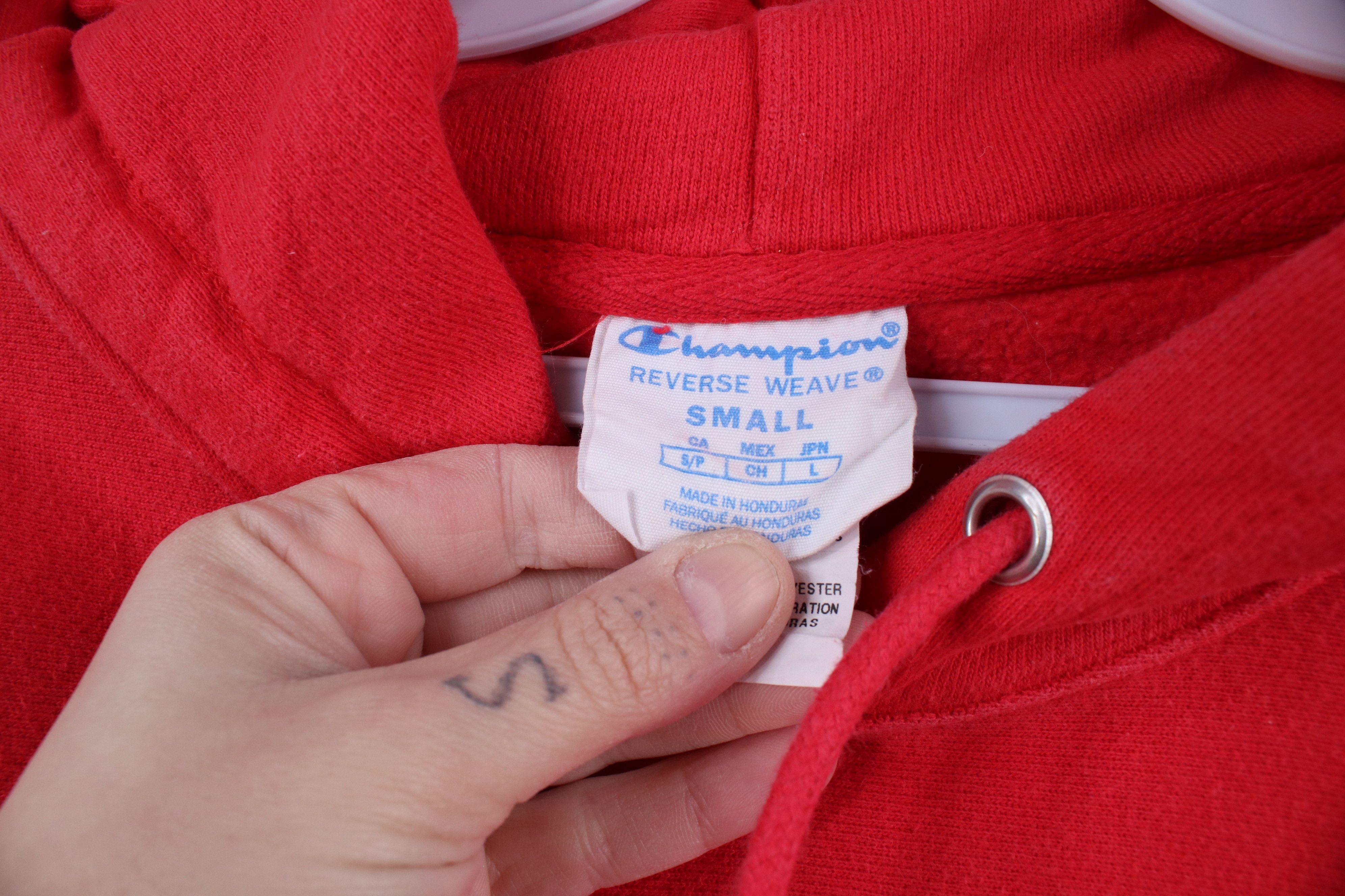 Champion × Vintage Vintage Y2K Champion Reverse Weave Hoodie Sweatshirt Red Size S / US 4 / IT 40 - 10 Thumbnail