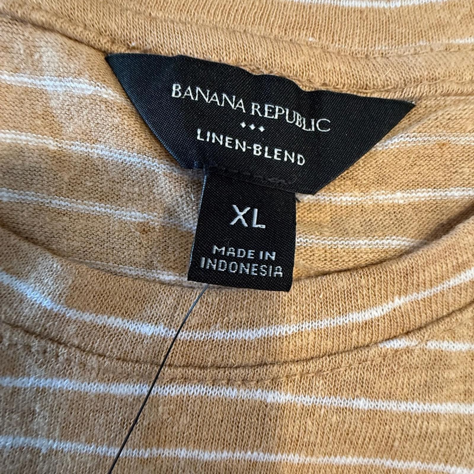 Other Banana Republic Factory linen blend tan white striped tee XL Size XL / US 12-14 / IT 48-50 - 5 Thumbnail