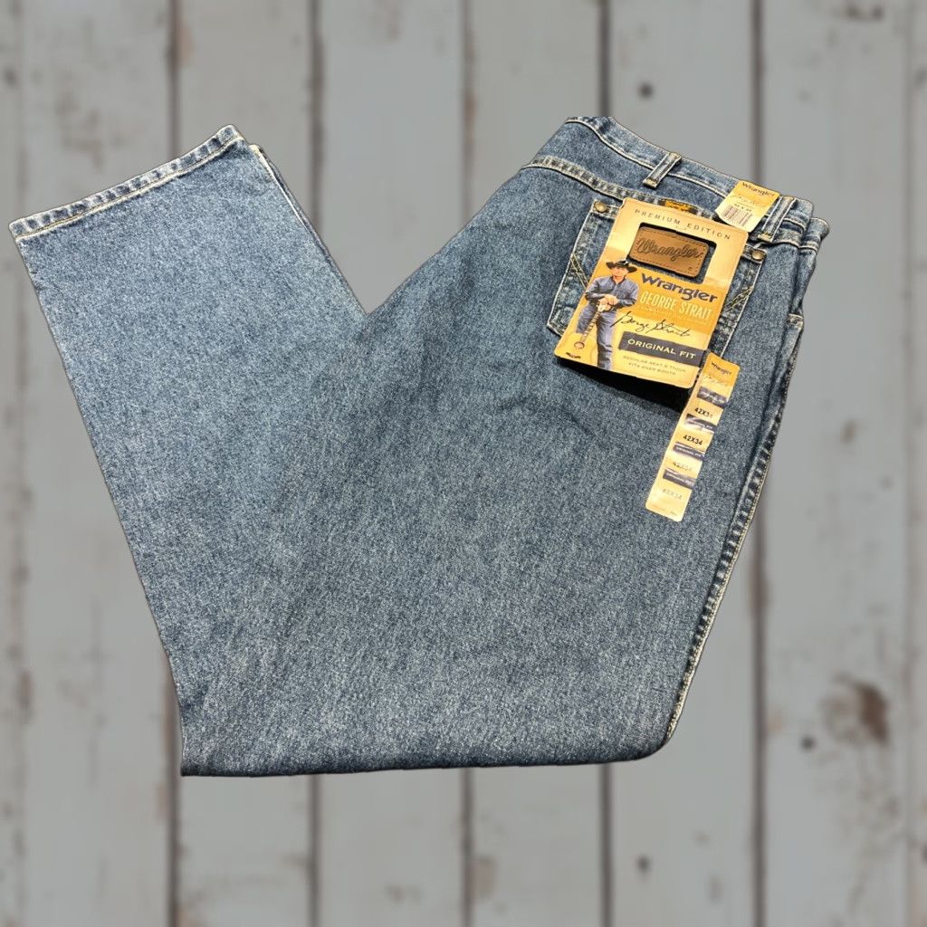 Wrangler Wrangler Jeans Mens 42x34 Blue Denim Original Fit Cowboy Cut George Strait Collection Regular 5-Pocket Embroidered Logo Cowboy Theme Vintage No User Size US 42 / EU 58 - 1 Thumbnail