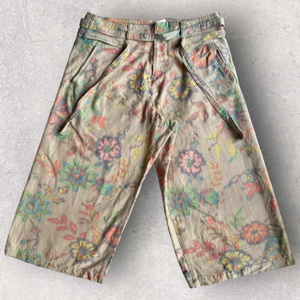 Yohji Yamamoto Y’s Cotton Floral Prints Cropped Pants Size US 32 / EU 48 - 1 Thumbnail