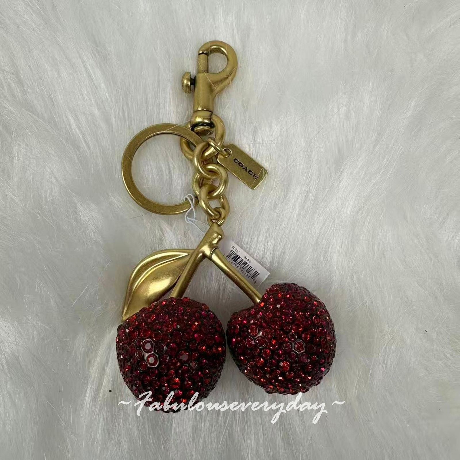 Coach Coach Crystal Cherry Bag Charm Keychain Fob CCD32 Brass /Red Size ONE SIZE - 2 Thumbnail