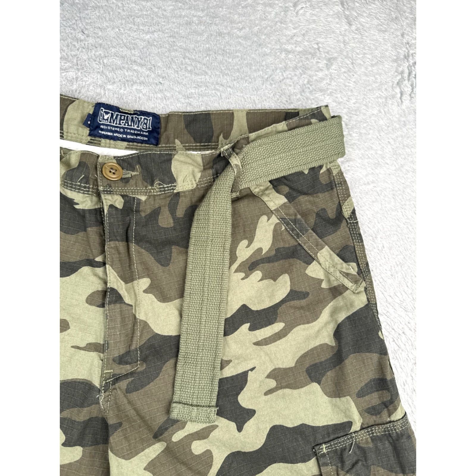 Vintage Company81 Shorts Men 38 Green Camo Cargo Rip-Stop Belted 100% Cotton NEW Size US 38 / EU 54 - 5 Thumbnail