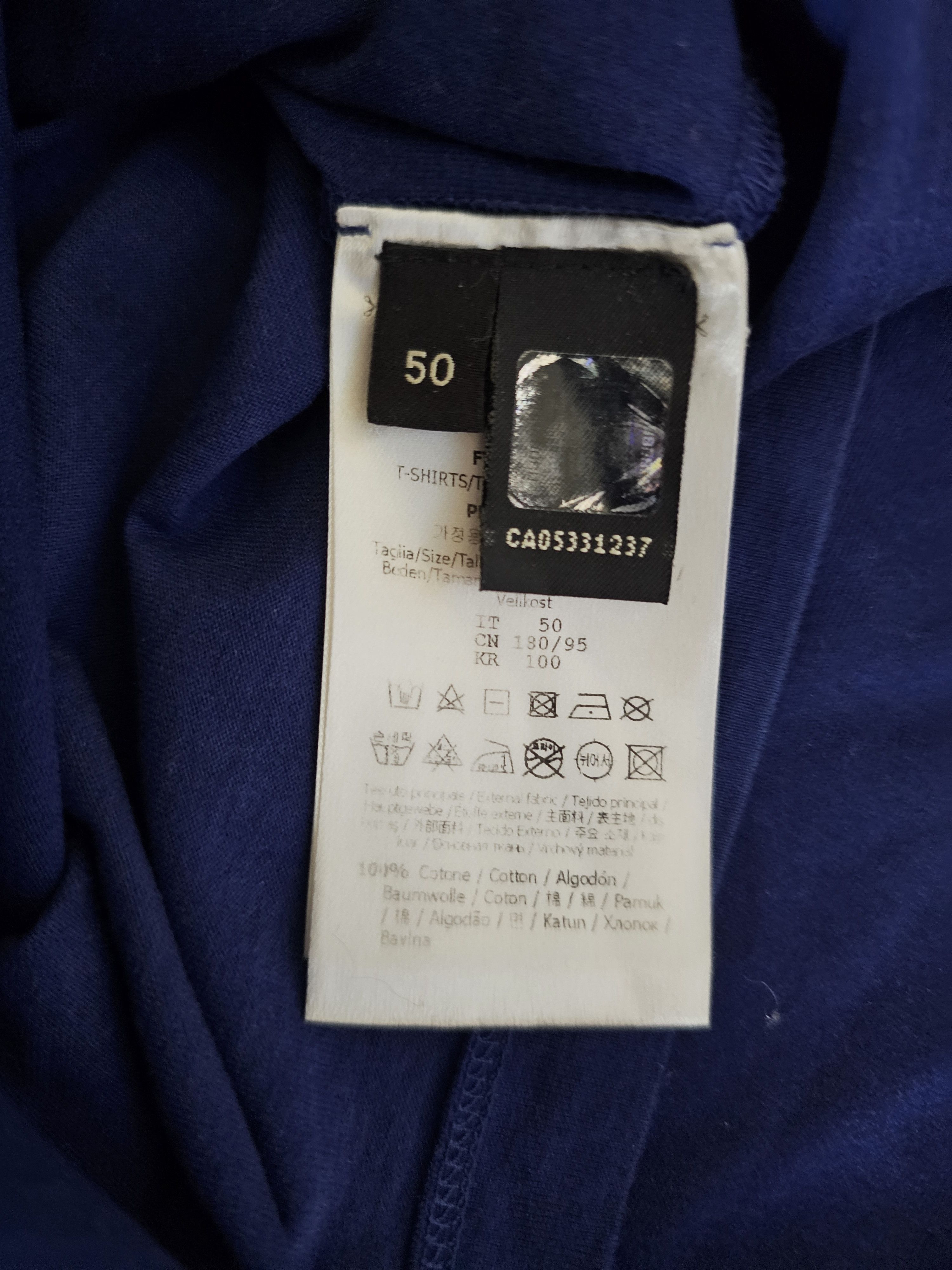 Fendi Fendi Men's Blue Embroidered T-Shirt Size 50 Size US L / EU 52-54 / 3 - 5 Thumbnail