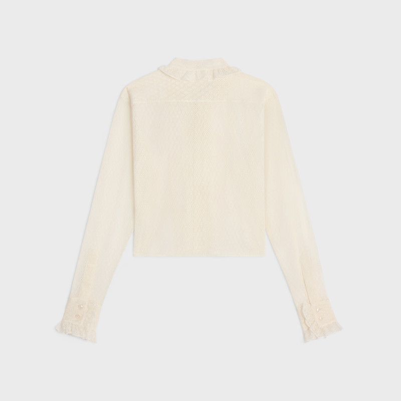 Celine o1w1db10526 2C00B3 Romy Cropped Shirt in Beige Size XXS / US 00 / IT 34 - 2 Thumbnail