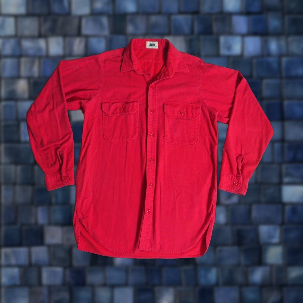 Vintage VINTAGE REI Shirt MT MT Red 1980s Button-Front Cotton Outdoor Grunge Men M/L+ Look: Grunge Size US M / EU 48-50 / 2 - 1 Thumbnail