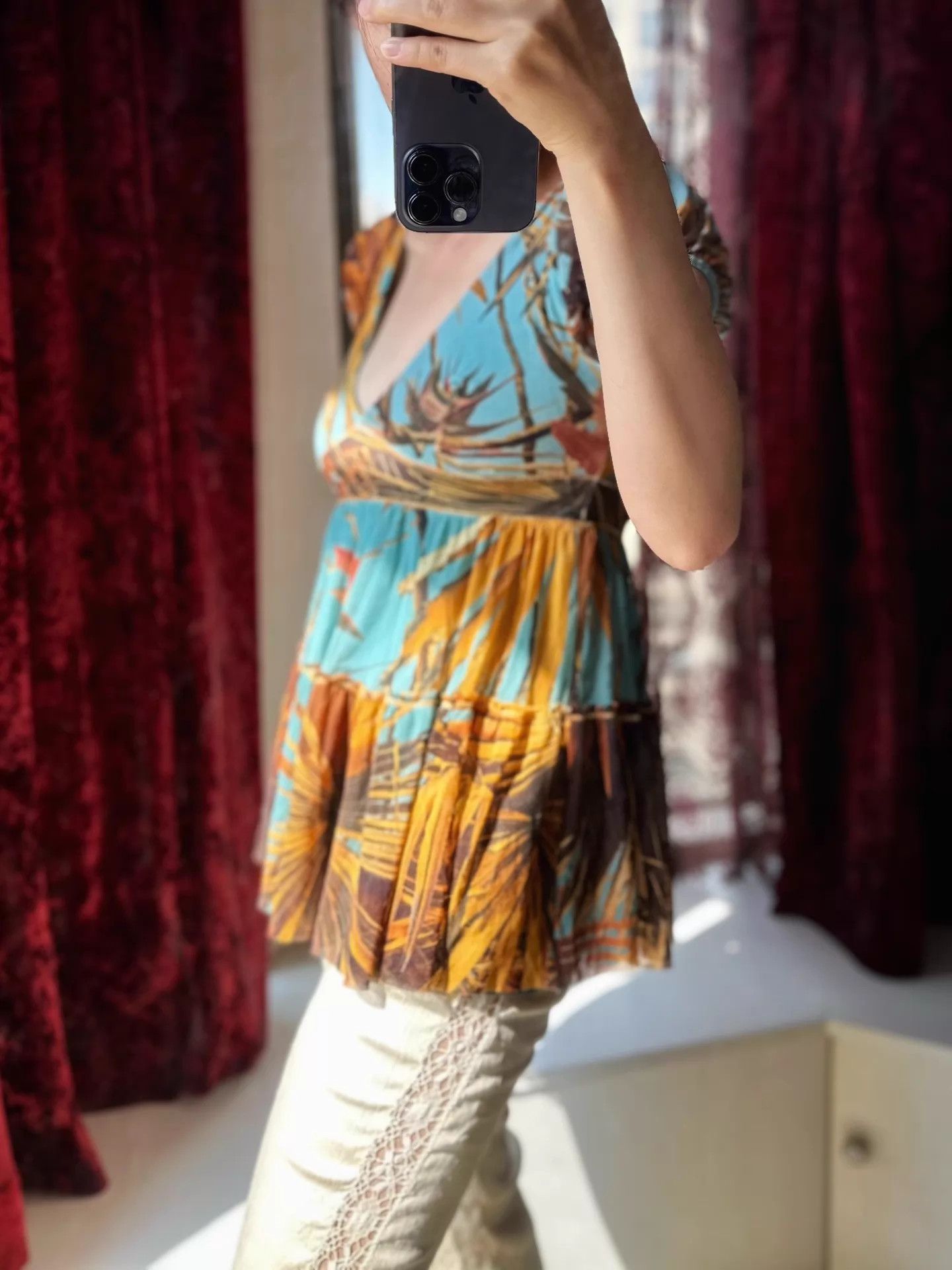 Jean Paul Gaultier Jean Paul Gaultier Summer Tulle Palm Print Mexican Top Size M / US 6-8 / IT 42-44 - 2 Thumbnail
