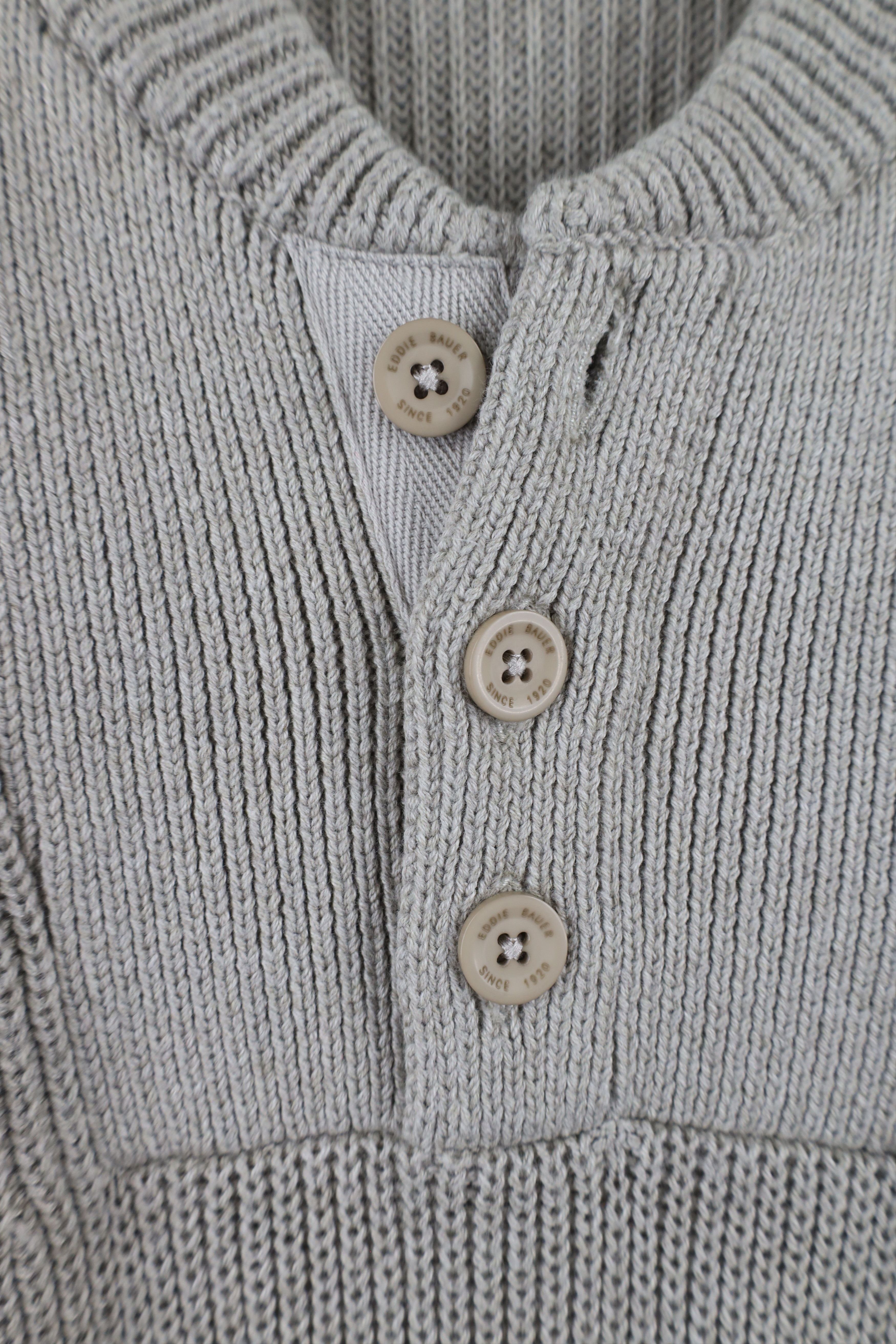 Eddie Bauer × Vintage Vintage Eddie Bauer Ribbed Knit Henley Sweater Beige Cotton Size US XL / EU 56 / 4 - 4 Thumbnail