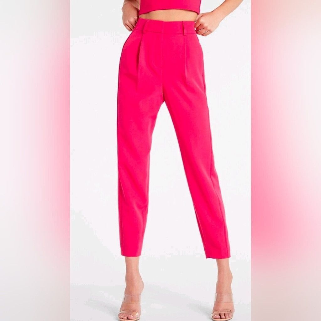 Express Express Pink Flamingo Pleated Dress Pants Size 4R Size 27" / US 4 / IT 40 - 2 Thumbnail